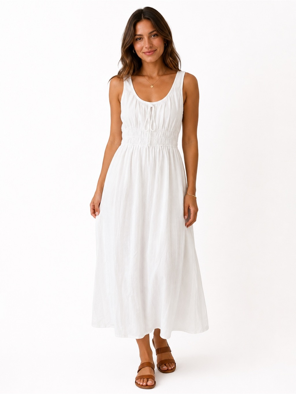 J. Crew White Linen Sleeveless Summer Dress